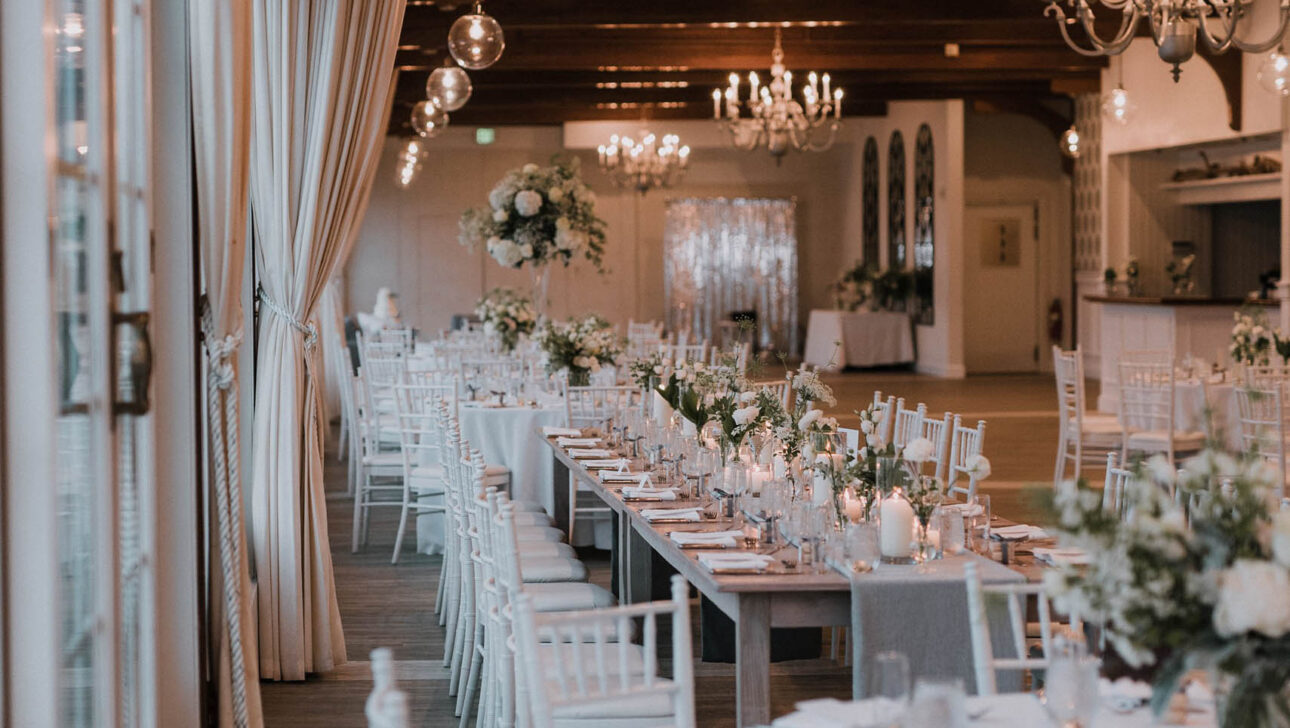 dramatic wedding decor and table setting.