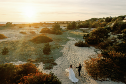 bride and groom on Wychmere's beach